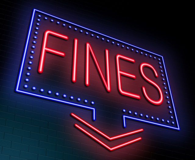 Illustration depicting an illuminated neon sign with a fines concept.