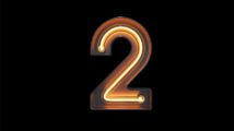 Number 2, Alphabet made from Neon Light with clipping path. 3D illustration