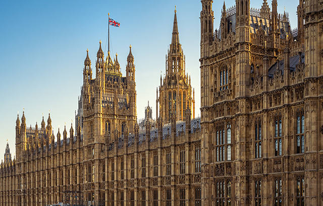 the facade of the palace of westminster during sunset, london