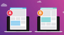 ab a b split testing concept with two business men compare test result between 2 page of website design comparison - vector illustration